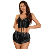 Women’s Silk Satin Sleepwear Set – V-Neck Camisole & Shorts | Elegant Comfort Lounge & Nightwear