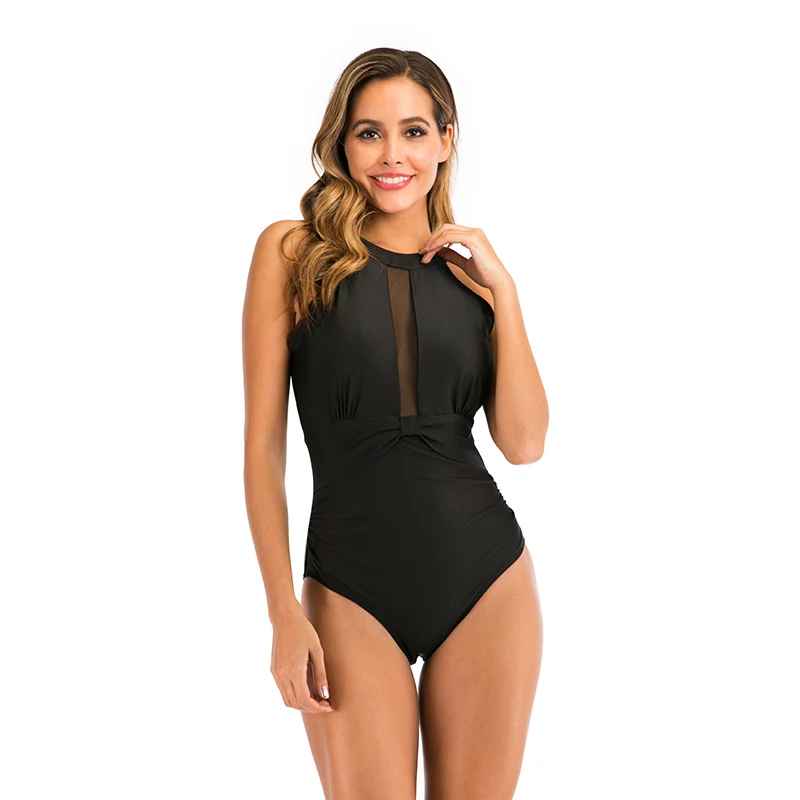 Women’s Plus Size Black One-Piece Swimsuit – Push-Up Supportive Swimwear | Flattering Beach & Pool Bathing Suit