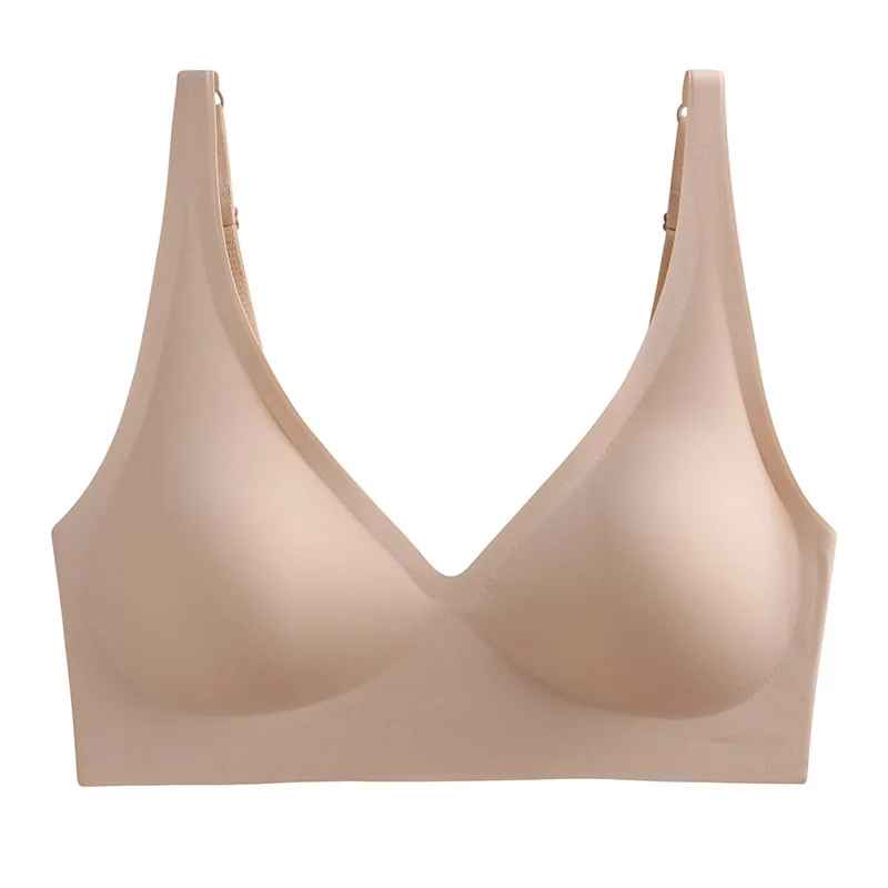 Jelly Wireless Seamless Bra – Women’s Deep V Push-Up Bralette | Comfortable Everyday T-Shirt Bra