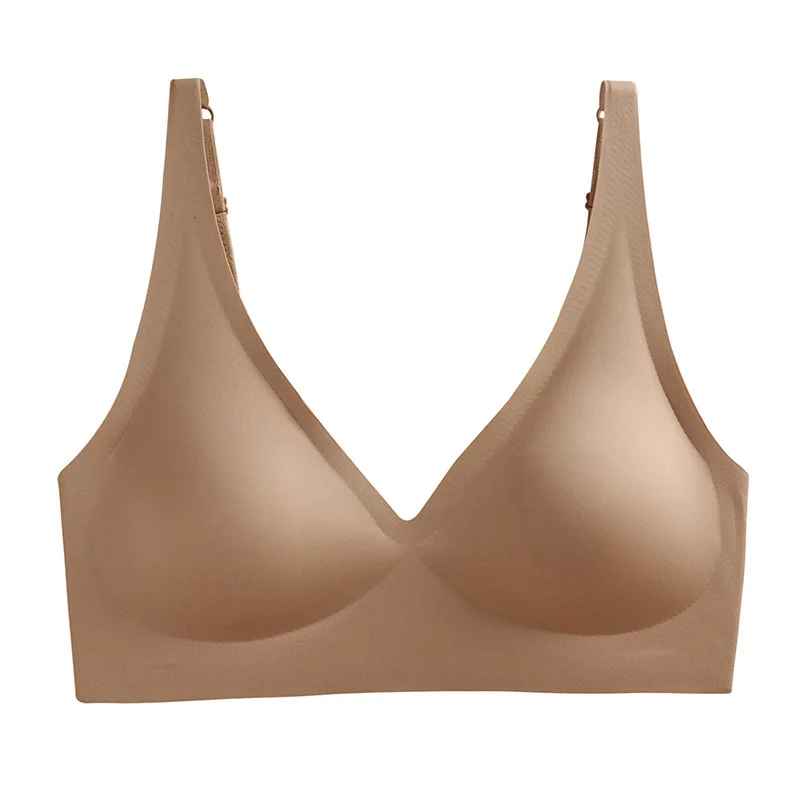 Jelly Wireless Seamless Bra – Women’s Deep V Push-Up Bralette | Comfortable Everyday T-Shirt Bra