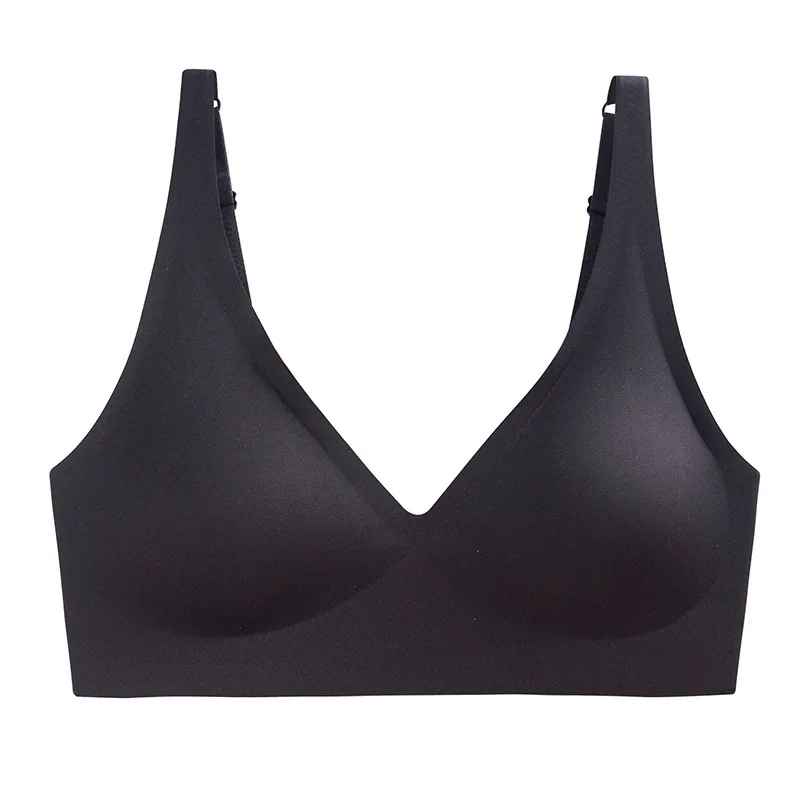 Jelly Wireless Seamless Bra – Women’s Deep V Push-Up Bralette | Comfortable Everyday T-Shirt Bra