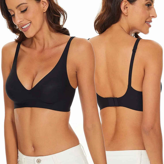 Jelly Wireless Seamless Bra – Women’s Deep V Push-Up Bralette | Comfortable Everyday T-Shirt Bra