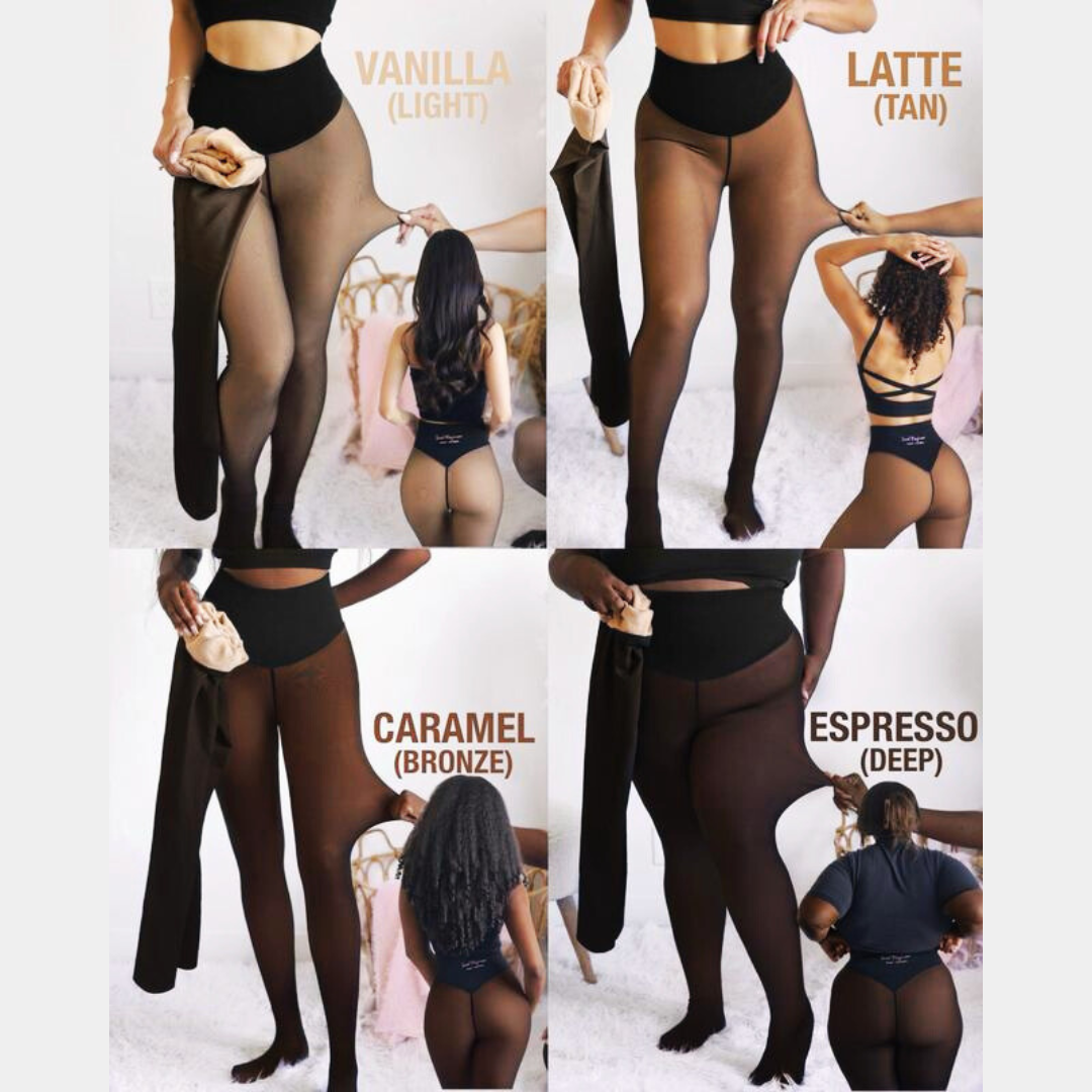 Original Magic Fleece-Lined Leggings – NEW Compression Waistband & One-Seam Design | XXS–3XL | 4 Shades | Closed Foot | Warm Fleece Tights (Light to Brown Fur)