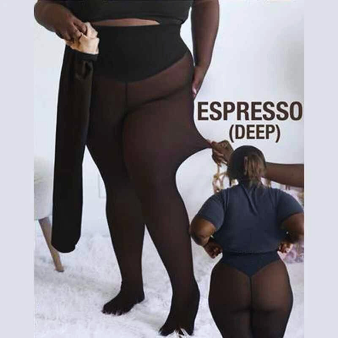 Original Magic Fleece-Lined Leggings – NEW Compression Waistband & One-Seam Design | XXS–3XL | 4 Shades | Closed Foot | Warm Fleece Tights (Light to Brown Fur)